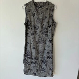 Talbots Wool Blend Shift Dress Midi Sheath Cowl Neck Gray Floral Career Formal